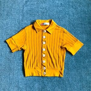 Free People Beach Crop Button Up Polo xs